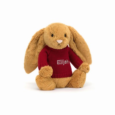 Jellycat Bashful Golden Bunny with Red Jumper Australia | 084369NBF